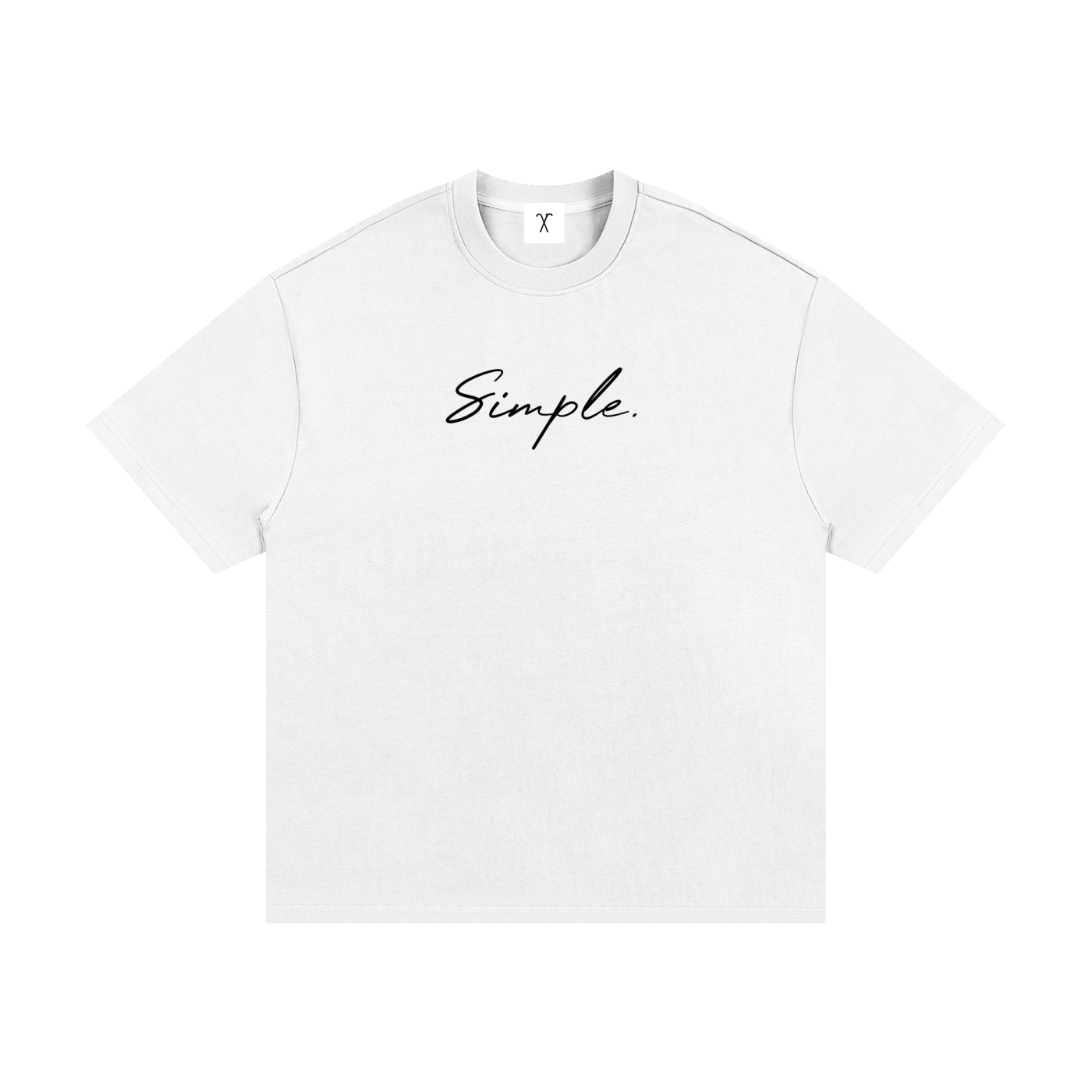 "Simple." White Heavyweight Cotton T-Shirt w/ Canes on Back