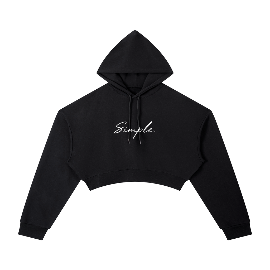 "Simple." Black Cropped Hoodie