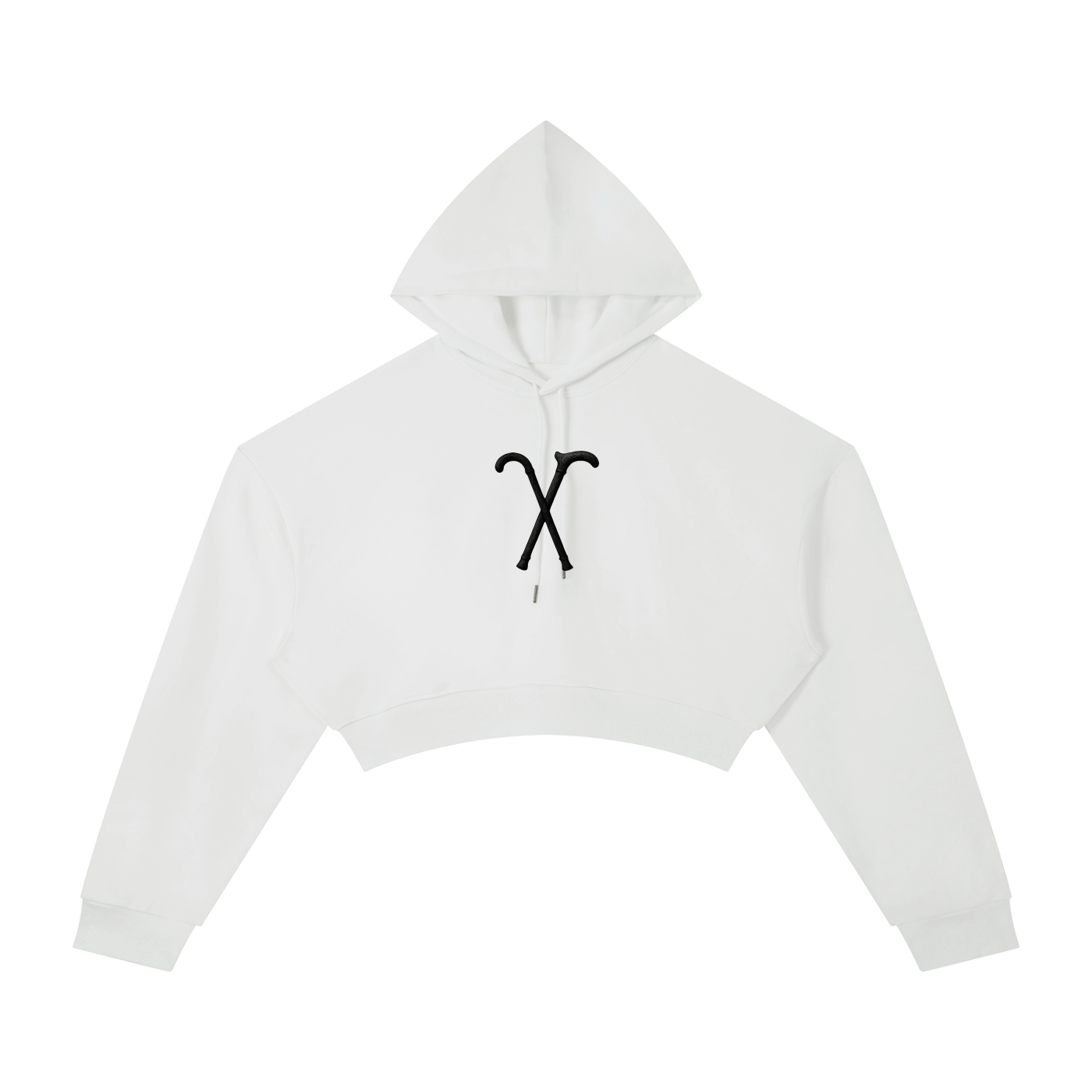 Cane Logo "Walk With Me" White Cropped Hoodie
