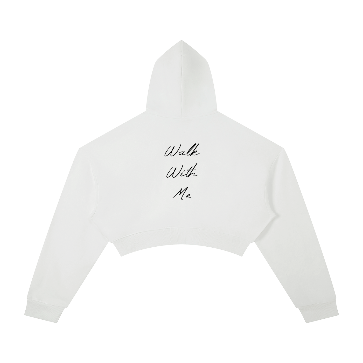 Cane Logo "Walk With Me" White Cropped Hoodie