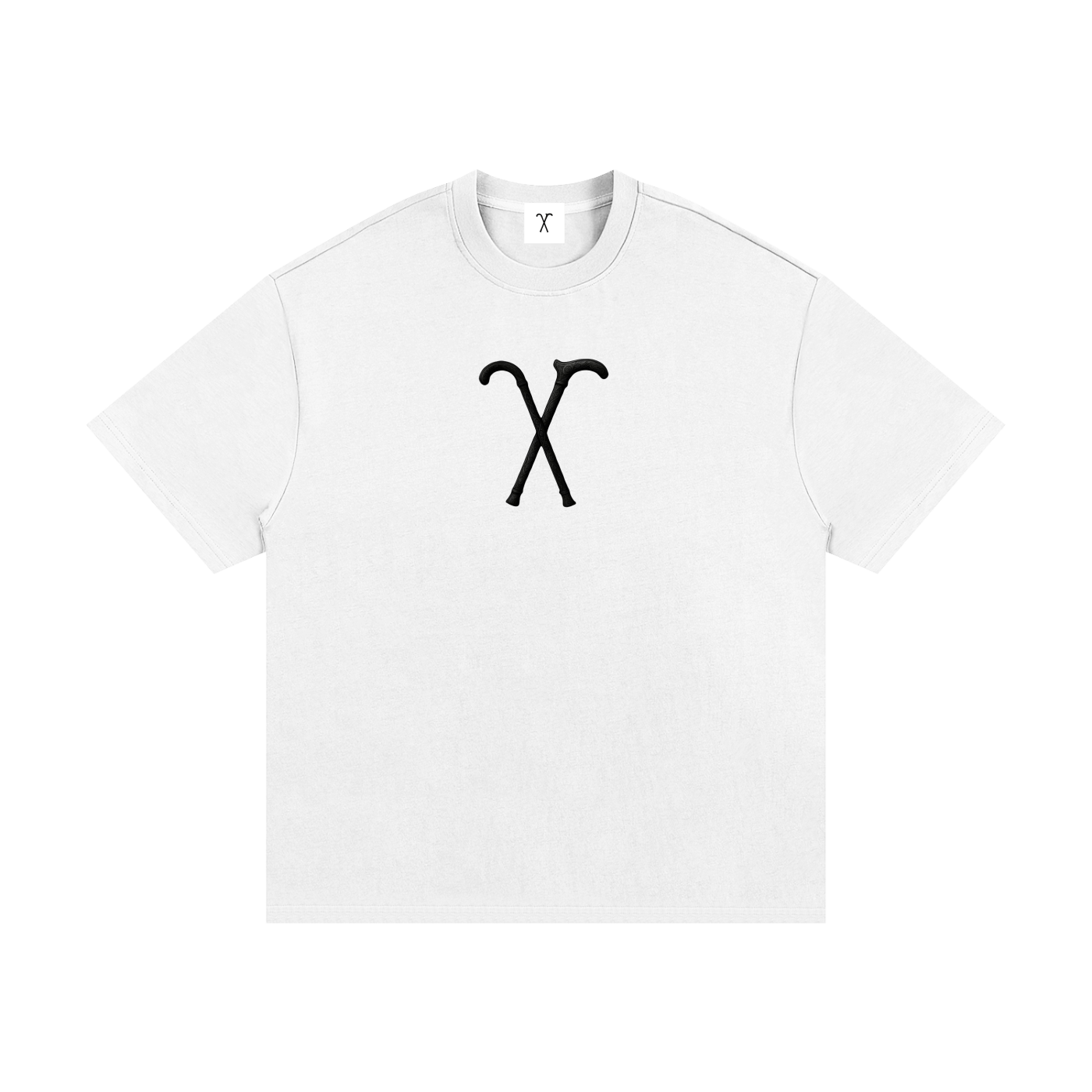 Cane Logo "Walk With Me" White Heavyweight Cotton T-Shirt