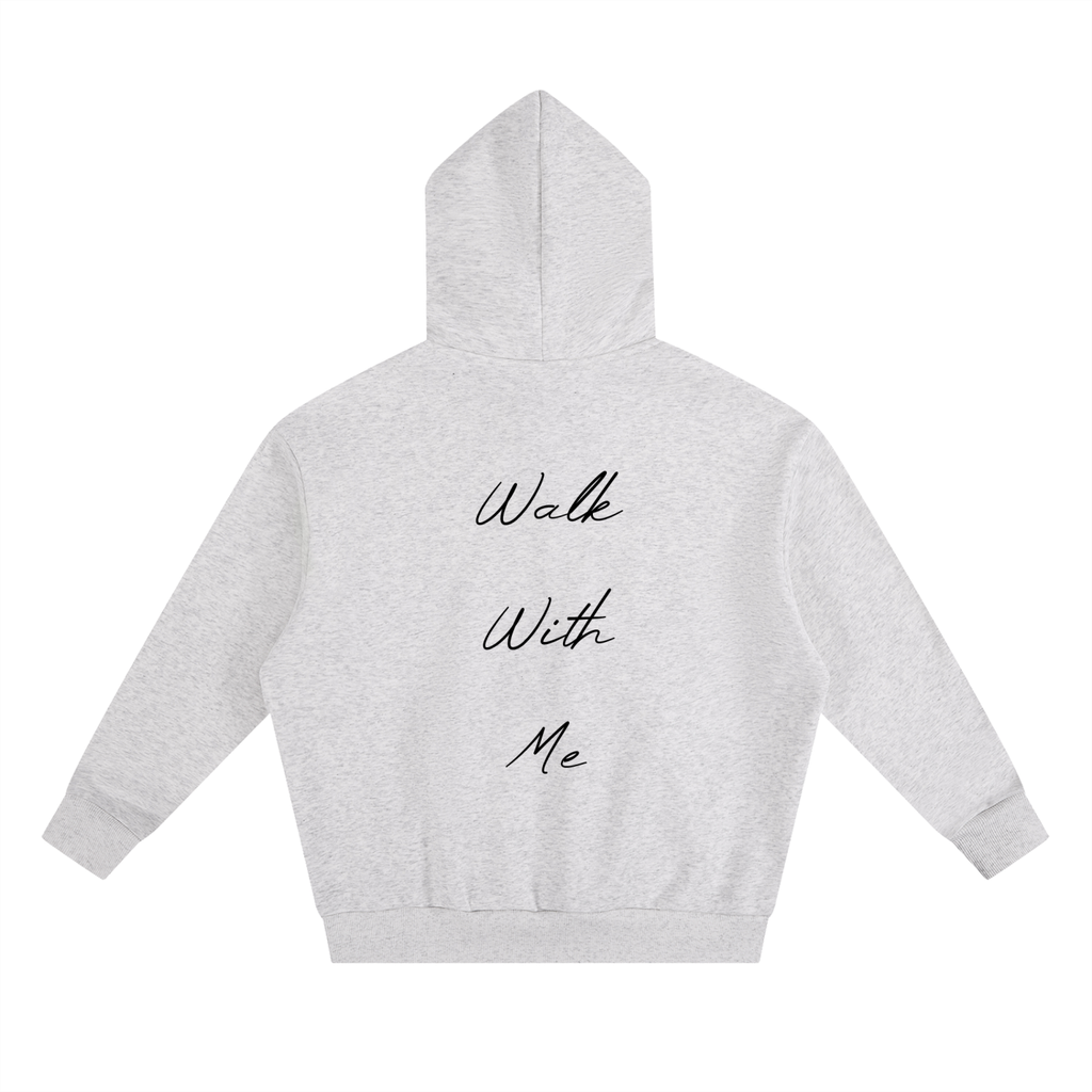 Cane Logo "Walk With Me" White Heavyweight Boxy Fleece Hoodie