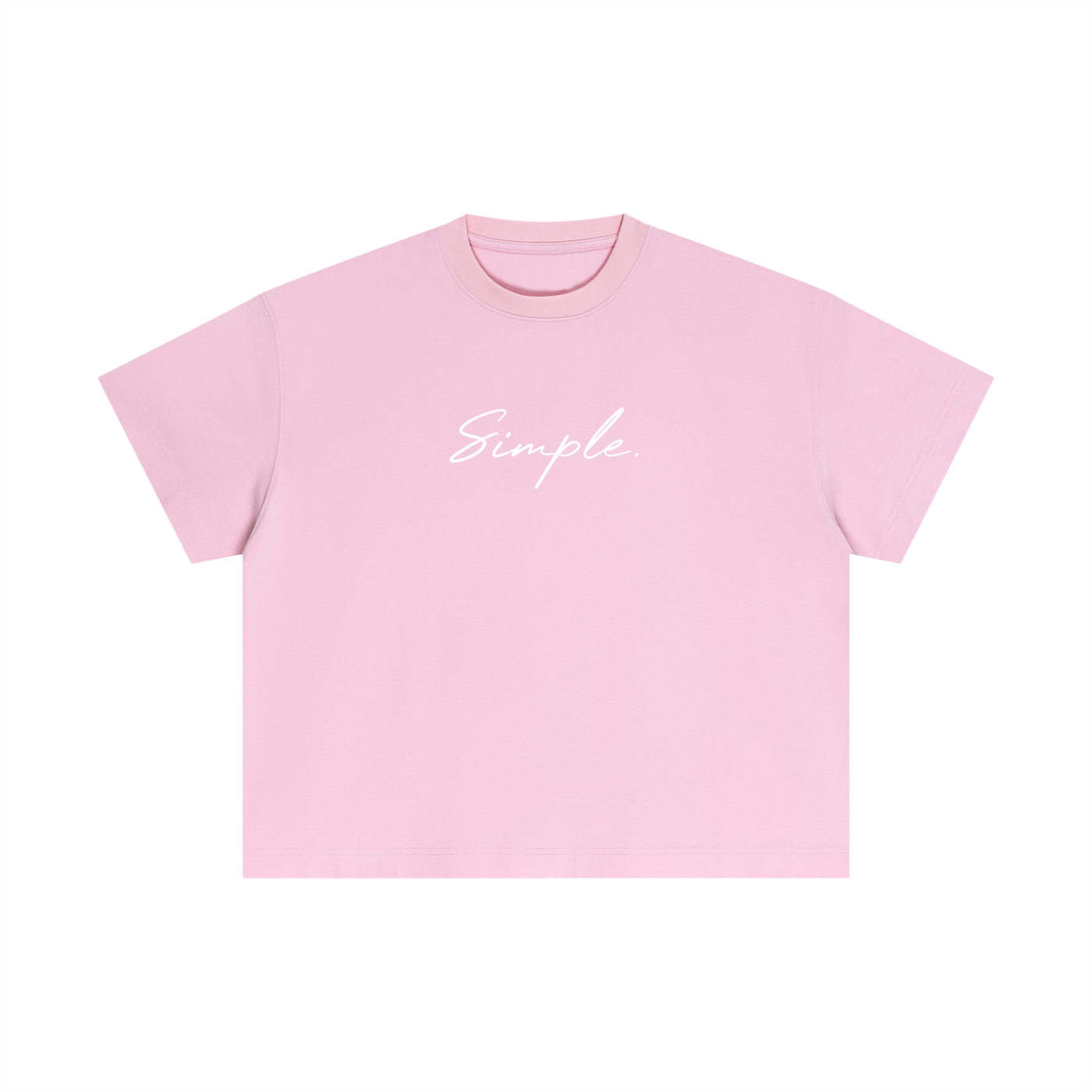 "Simple." Pink Cotton Boxy T-Shirt