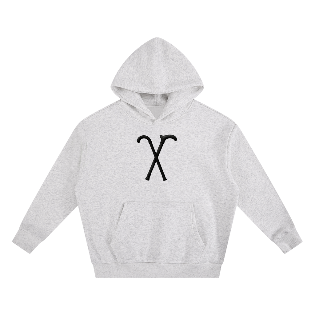 Cane Logo "Walk With Me" White Heavyweight Boxy Fleece Hoodie