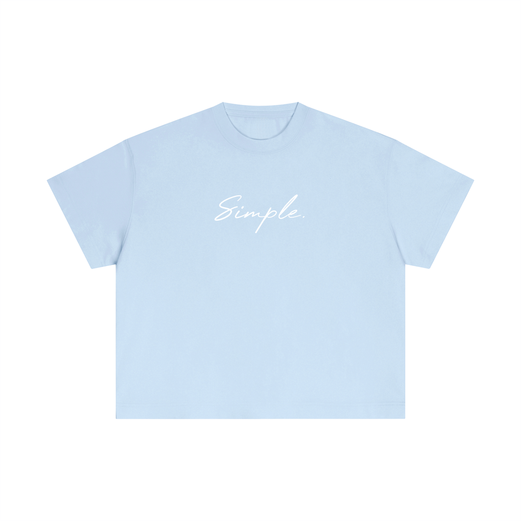 "Simple." Baby Blue Cotton Boxy T-Shirt