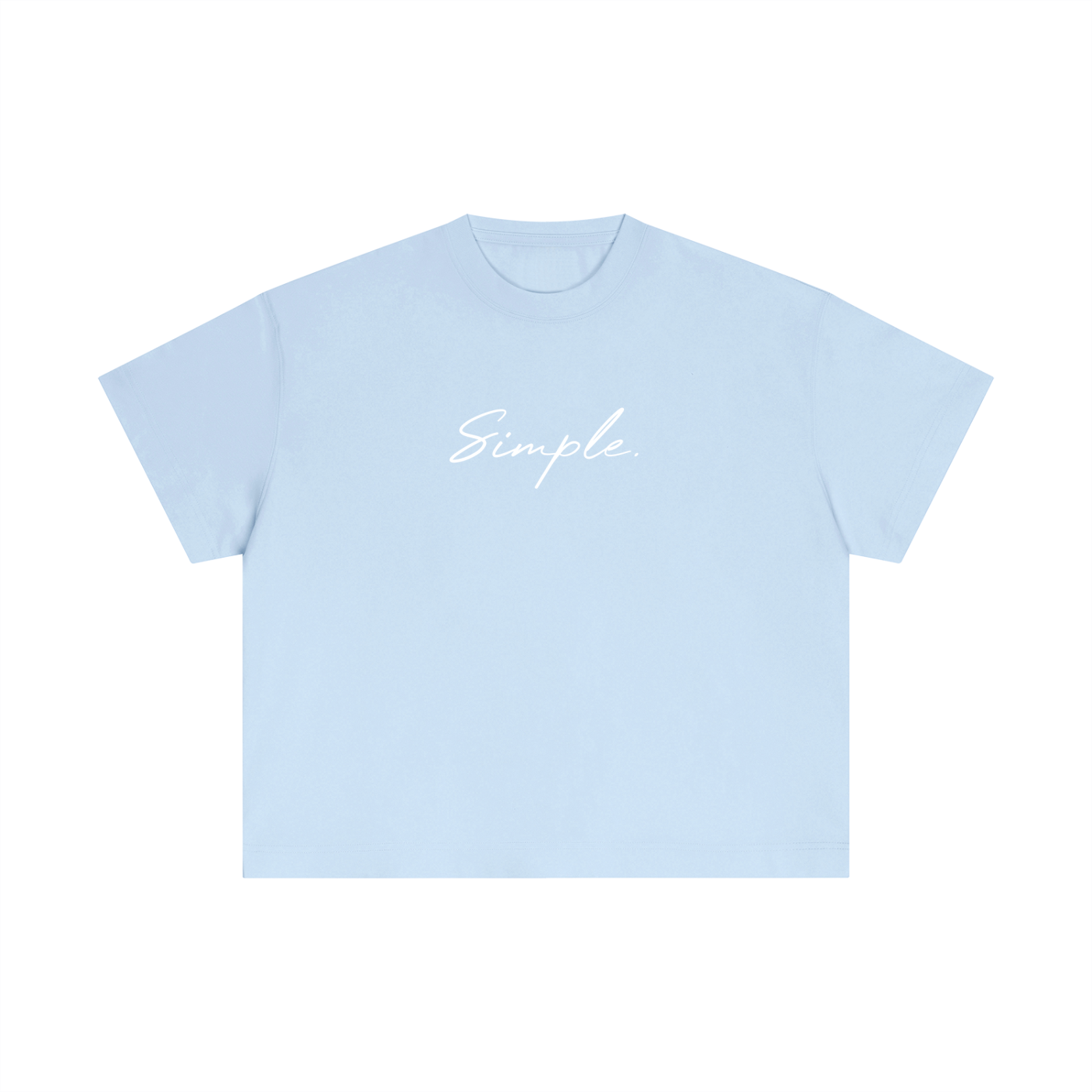 "Simple." Baby Blue Cotton Boxy T-Shirt