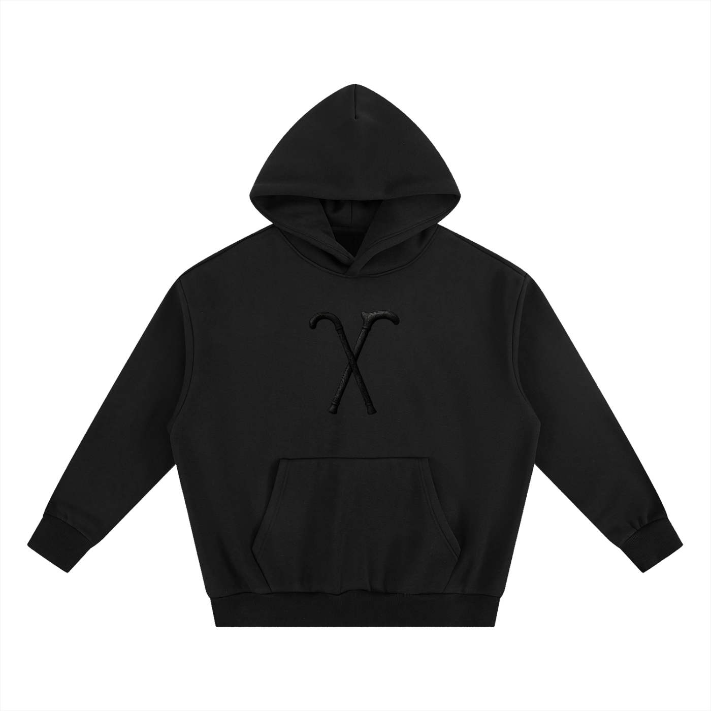 Cane Logo "Walk With Me" Black Heavyweight Boxy Fleece Hoodie